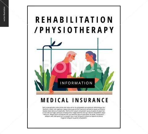 Medical insurance template - rehabilitation and physiotherapy Stock Illustration