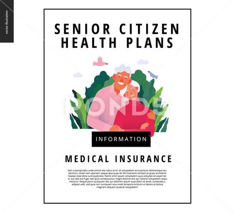 Medical insurance template - senior citizen health plan Stock Illustration