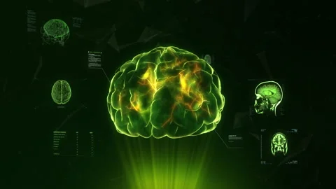 Medical Interface, Artificial Intelligence Digital Brain. Loopable. Stock Footage 166477350