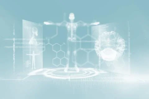 Medical interface in blue and black 3d Stock Illustration