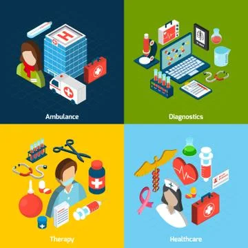 Medical Isometric Set Illustrazione stock