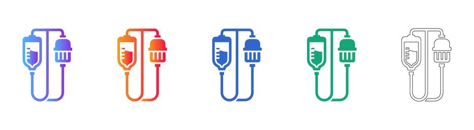 Medical IV Drip Set Vector Icons Stock Illustration
