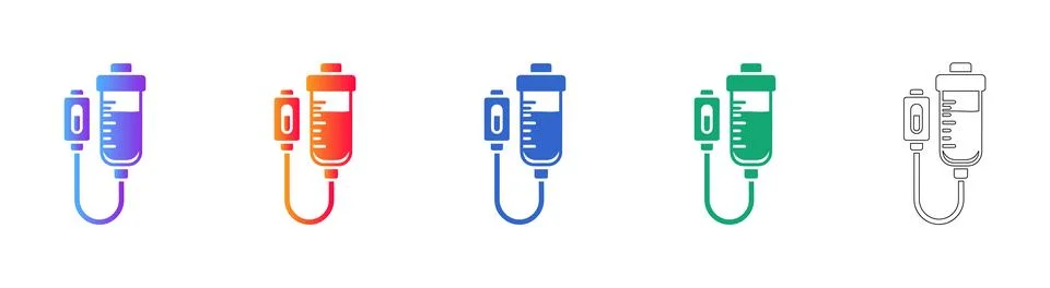 Medical IV Drip System Vector Icon Set Stock Illustration