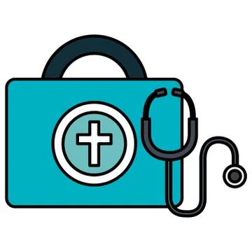 Medical kit with stethoscope イラスト素材