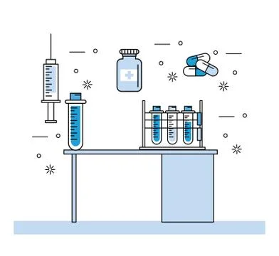 Medical laboratory and elements Illustrazione stock