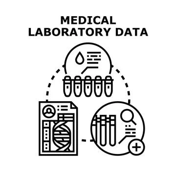Medical laboratory data analysis process research Illustrazione stock