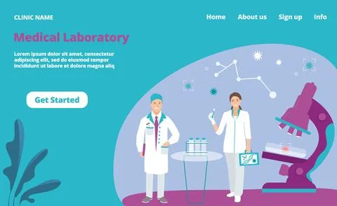 Medical laboratory research associate web application website banner, template Stock Illustration