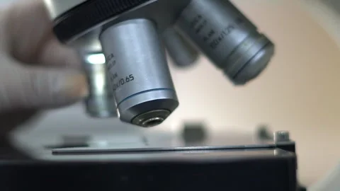 Medical laboratory where tests are performed under a microscope Stock Footage 278802402