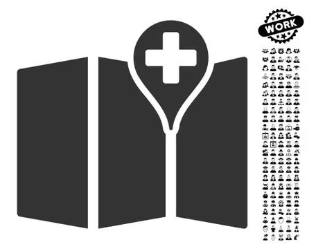 Medical Map Icon with Work Bonus Stock Illustration