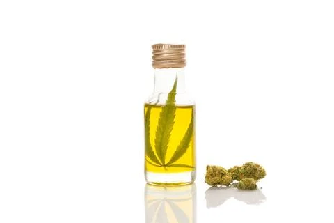 Medical marijuana, concentrate, herbal remedy. CBD marijuana oil extract w... Stock Photos