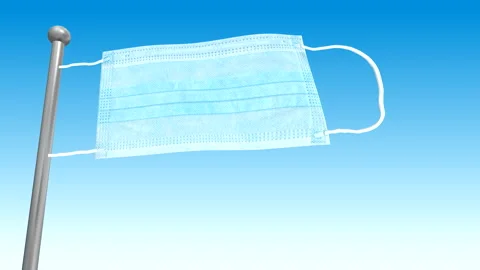 A medical mask develops in the wind on a flagpole 스톡 동영상 161757130