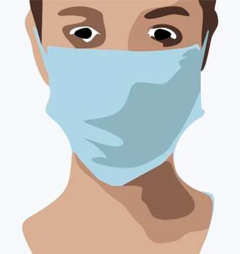 Medical mask on the face, vector Stock Illustration