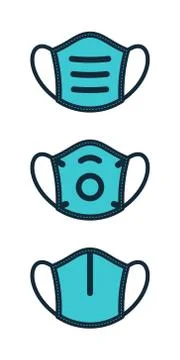Medical Mask Flat Filled Contoured Icons Stock Illustration