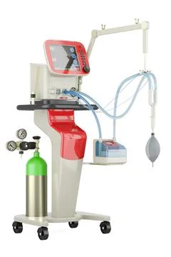 Medical Mechanical Ventilator, 3D rendering Stock Illustration
