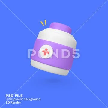 Medical medication bottle isolated 3d render icon illustration PSD Template
