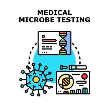 Medical microbe testing, genetics, and virus analysis concept Stock Illustration