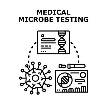Medical microbe testing, genetics, and virus analysis concept Stock Illustration
