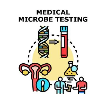 Medical microbe testing procedure and laboratory research Stock Illustration