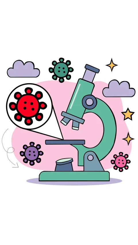 Medical Microscope Animation with Virus Cells for Healthcare Research Stock Footage 335512135