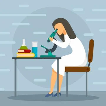 Medical microscope concept background, flat style Illustrazione stock