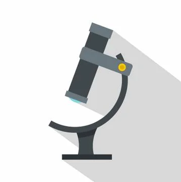Medical microscope icon, flat style Stock Illustration