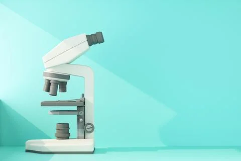Medical microscope illuminated by ray of light Illustration