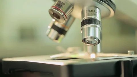 Medical microscope in a laboratory close up Stock Footage 75258368