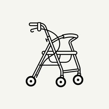 Medical mobility walker with wheels for elderly person support isolated on .. Stockillustratie