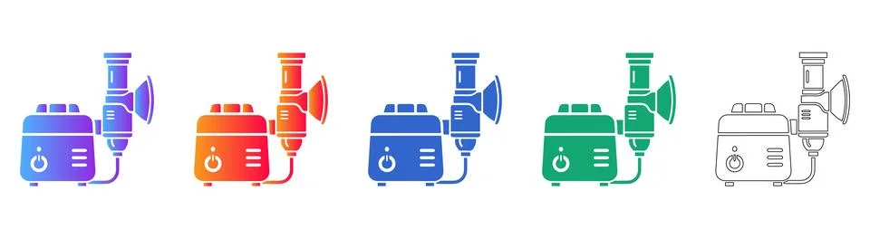 Medical Nebulizer Device Vector Icon Set Illustrazione stock