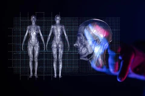 Medical network connection with modern virtual screen, medical technology net Stock Illustration