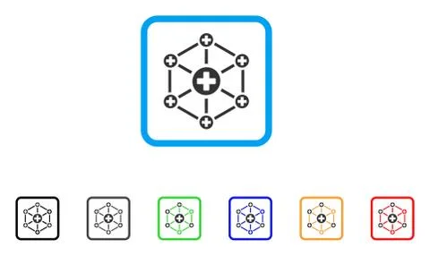 Medical Network Framed Vector Icon Stock Illustration