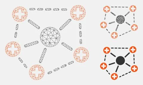 Medical Network Structure Vector Mesh 2D Model and Triangle Mosaic Icon Stock Illustration