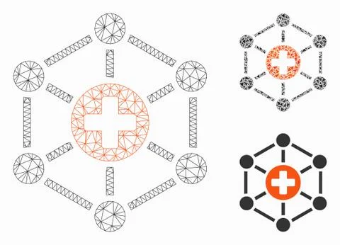 Medical Network Vector Mesh 2D Model and Triangle Mosaic Icon Stock Illustration