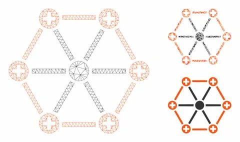 Medical Network Vector Mesh 2D Model and Triangle Mosaic Icon Stock Illustration