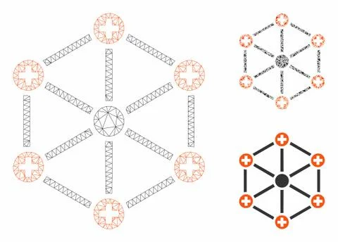 Medical Network Vector Mesh Network Model and Triangle Mosaic Icon 库存插图