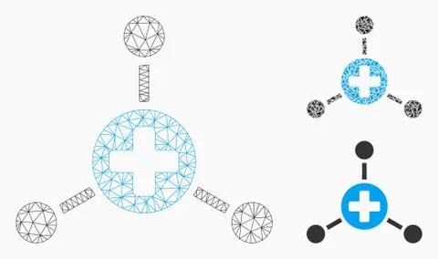 Medical Node Links Vector Mesh Wire Frame Model and Triangle Mosaic Icon Illustrazione stock