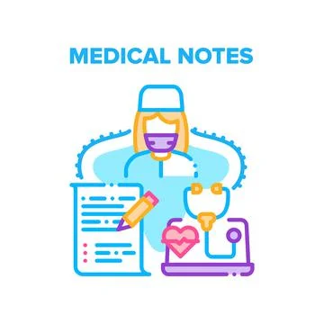 Medical Notes Vector Concept Color Illustration Illustrazione stock