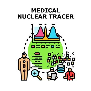 Medical nuclear tracer developing research analysis data Stock Illustration
