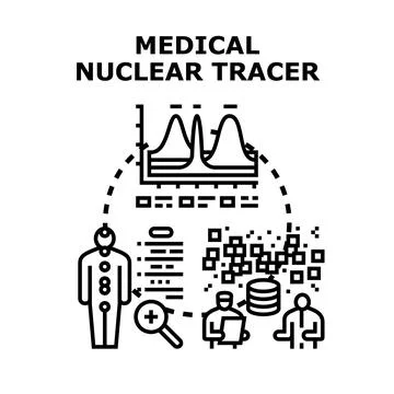 Medical nuclear tracer developing research analysis data Illustrazione stock
