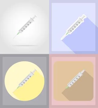 Medical objects and equipment flat icons illustration Stock Illustration