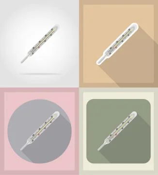 Medical objects and equipment flat icons illustration Stock Illustration