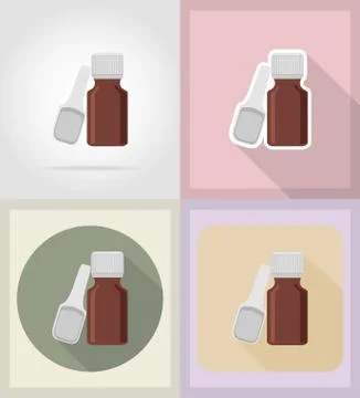 Medical objects and equipment flat icons illustration Stock Illustration