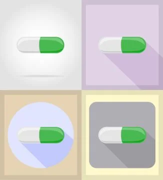 Medical objects and equipment flat icons illustration Stock Illustration