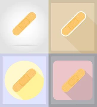 Medical objects and equipment flat icons illustration Stock Illustration