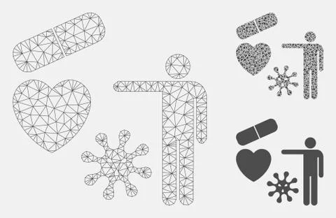 Medical Objects Presentation Vector Mesh Wire Frame Model and Triangle Mosaic Stock Illustration
