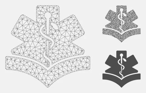 Medical Open Book Vector Mesh 2D Model and Triangle Mosaic Icon Stock Illustration