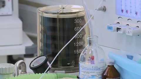Medical operating equipment on a rack at work Видео 121698677