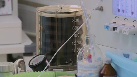 Medical operating equipment on a rack at work Stock Footage 121698678