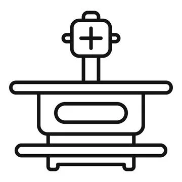 Medical operating table showing plus sign for surgery operation Stock Illustration