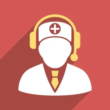 Medical Operator Flat Square Icon with Long Shadow Stock Illustration